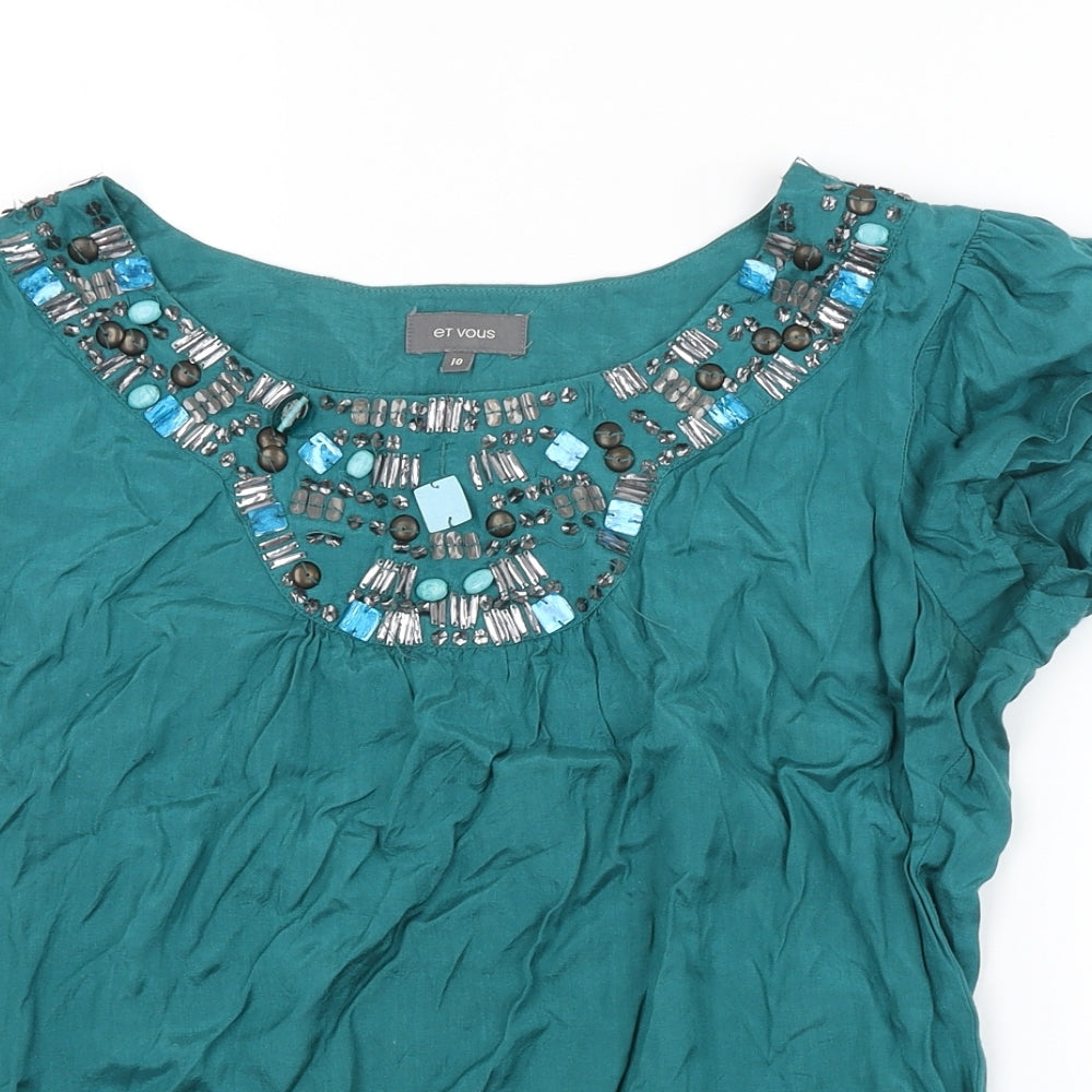 ET VOUS Womens Blue   Basic Blouse Size 10