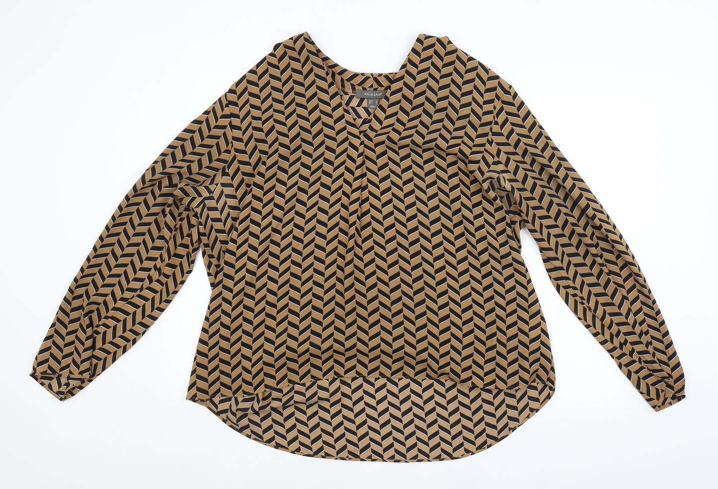 Primark Womens Brown Striped  Basic Blouse Size 20