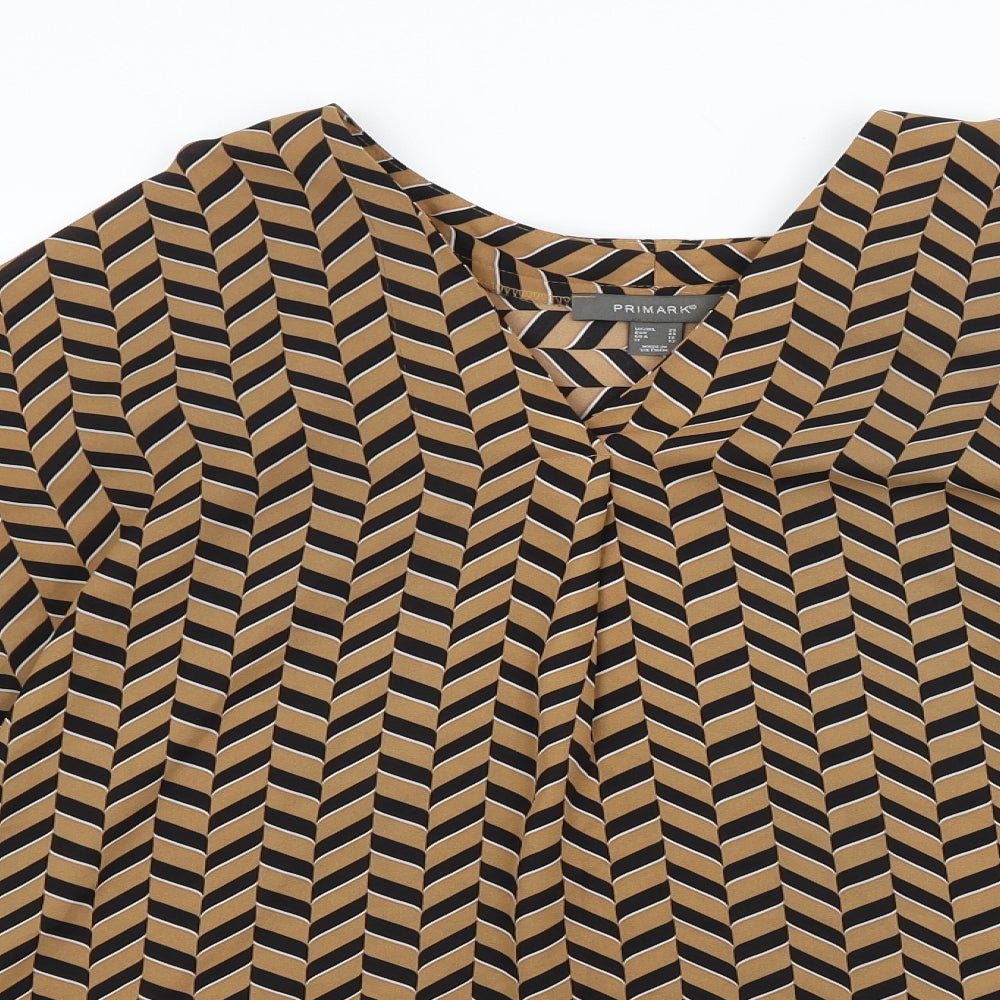 Primark Womens Brown Striped  Basic Blouse Size 20