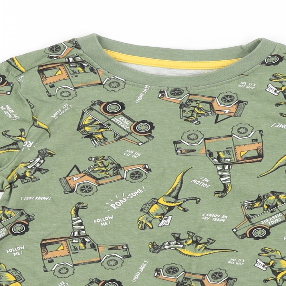 Nutmeg Boys Green Animal Print  Basic T-Shirt Size 3-4 Years