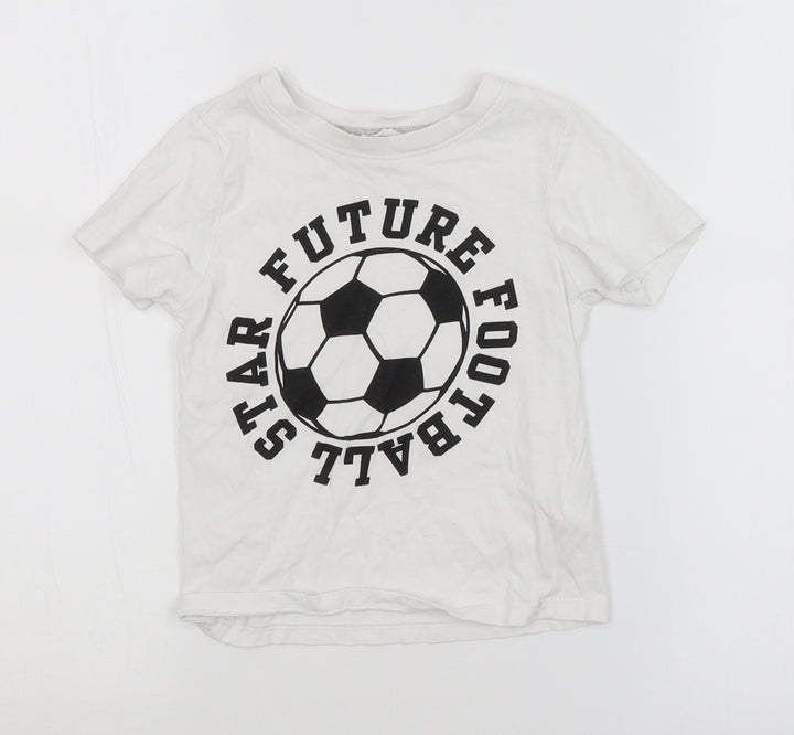 H&M Boys White Basic T-Shirt Size 3-4 Years