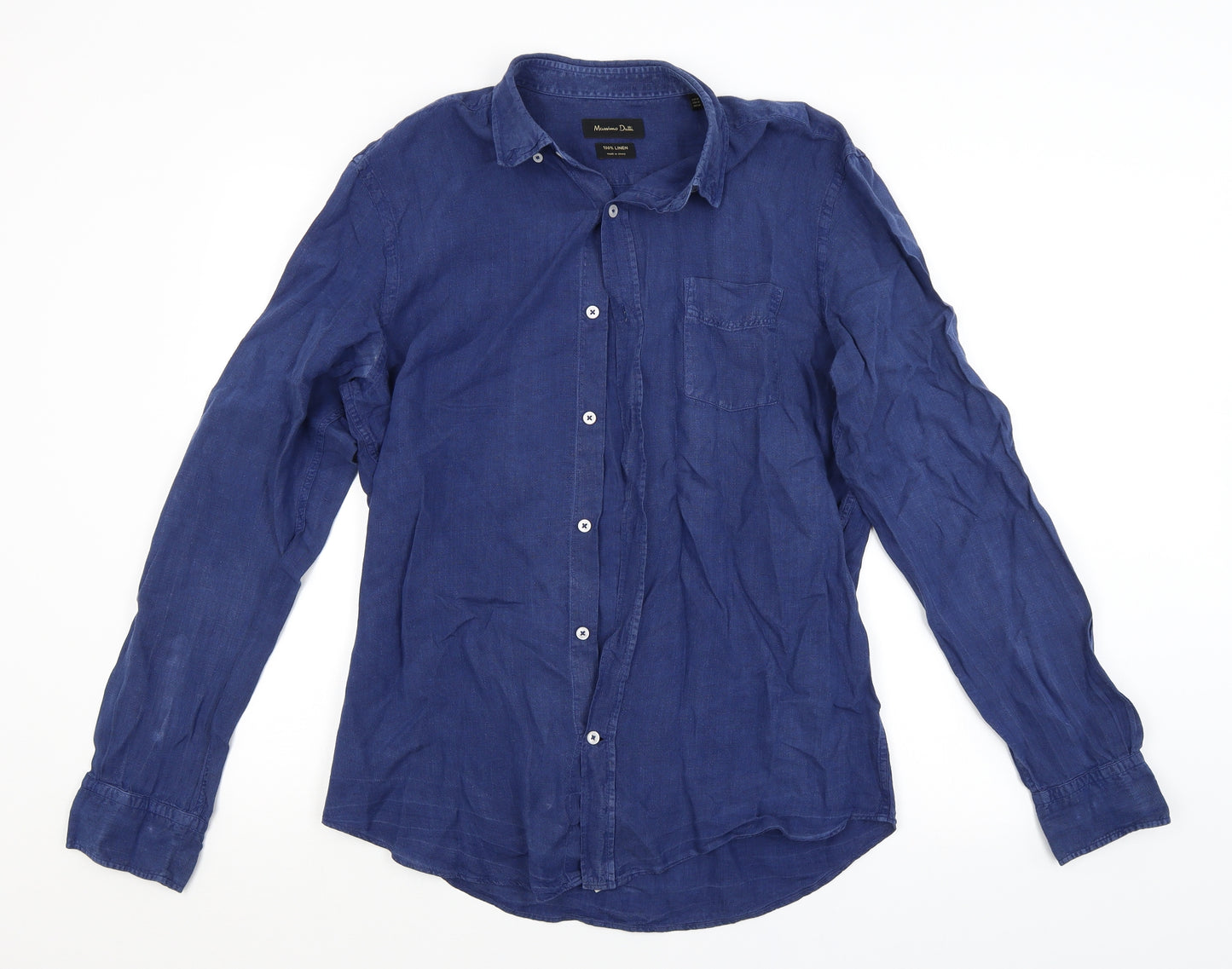 Massimo Dutti Mens Blue    Dress Shirt Size M