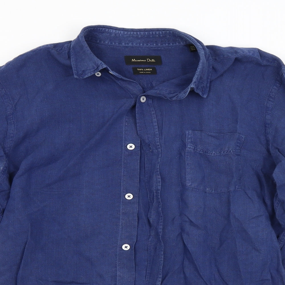 Massimo Dutti Mens Blue    Dress Shirt Size M