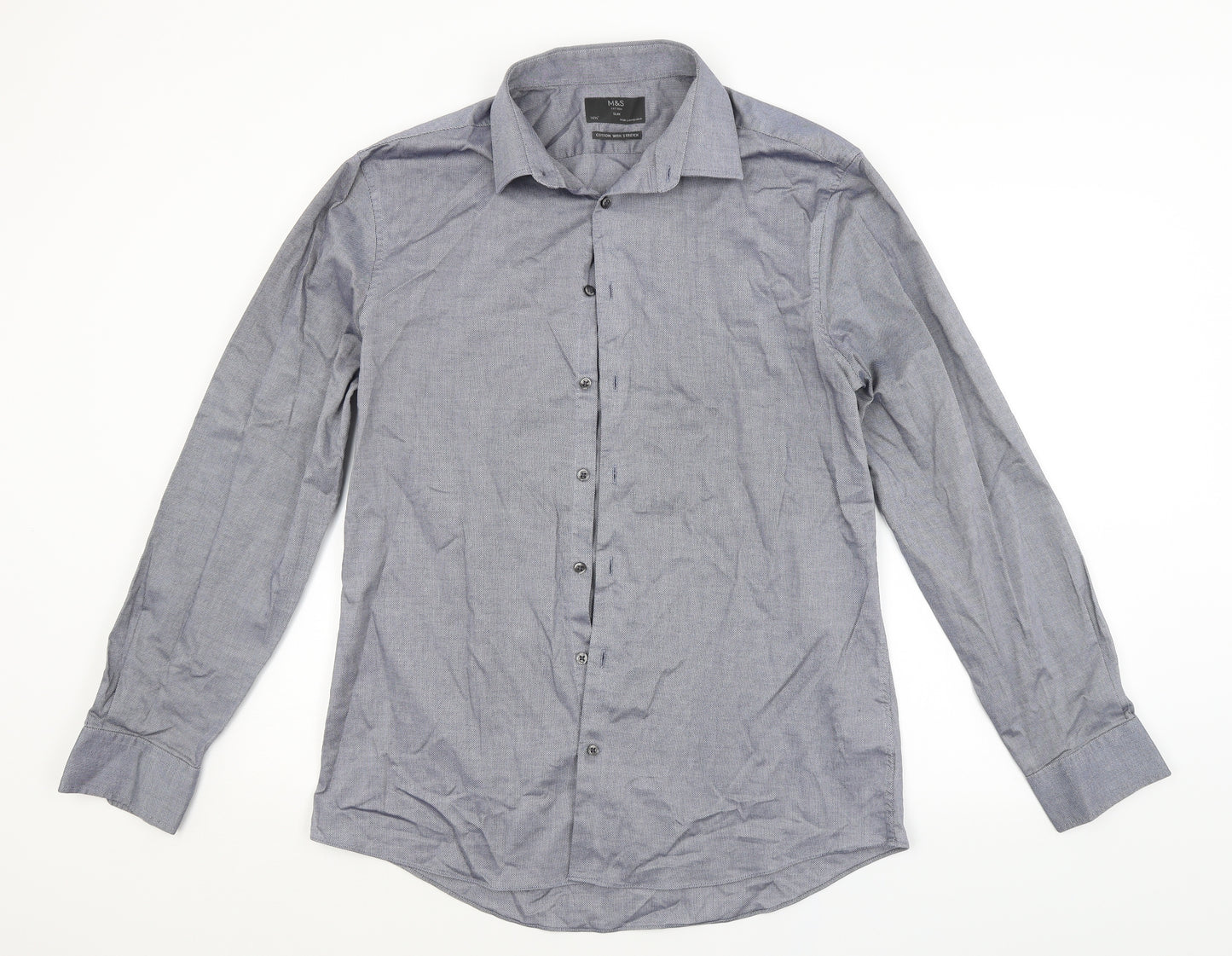 M&S Mens Blue    Dress Shirt Size 16.5