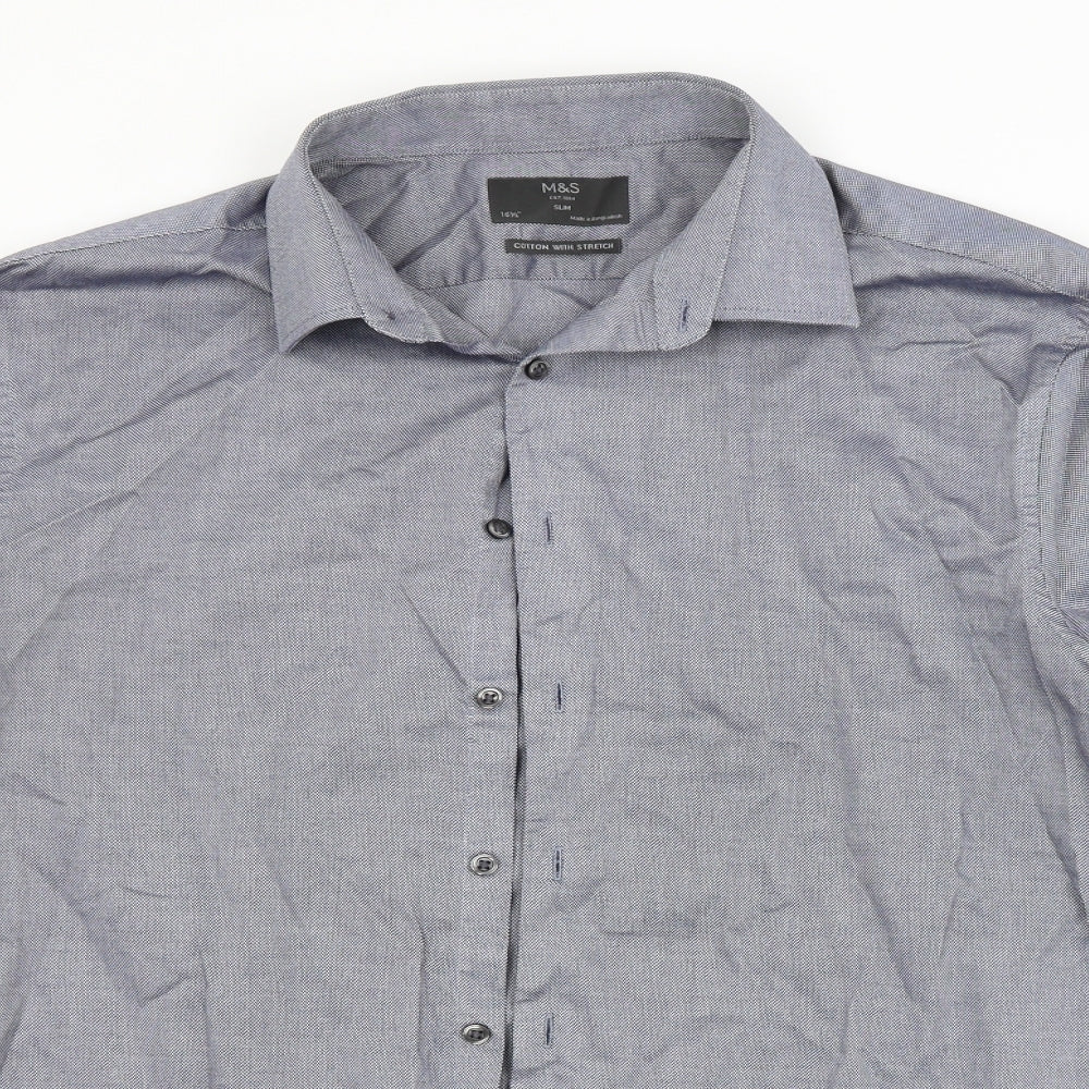 M&S Mens Blue    Dress Shirt Size 16.5