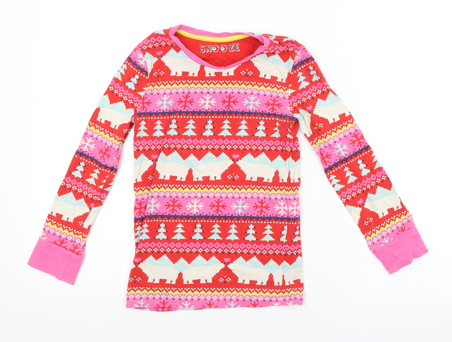 M&S Girls Multicoloured Argyle/Diamond  Basic T-Shirt Size 6-7 Years  - CHRISTMAS