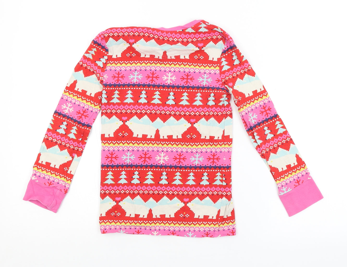 M&S Girls Multicoloured Argyle/Diamond  Basic T-Shirt Size 6-7 Years  - CHRISTMAS
