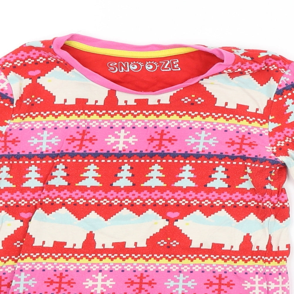M&S Girls Multicoloured Argyle/Diamond  Basic T-Shirt Size 6-7 Years  - CHRISTMAS