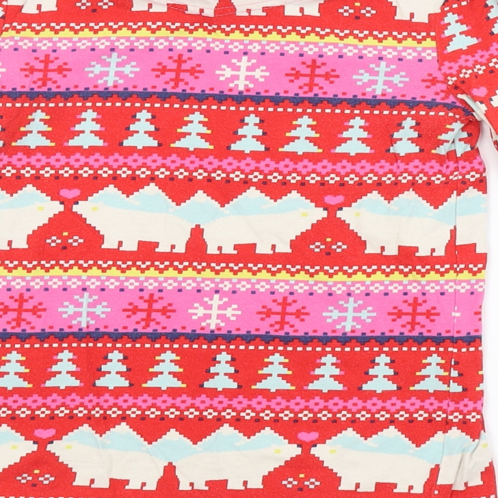 M&S Girls Multicoloured Argyle/Diamond  Basic T-Shirt Size 6-7 Years  - CHRISTMAS