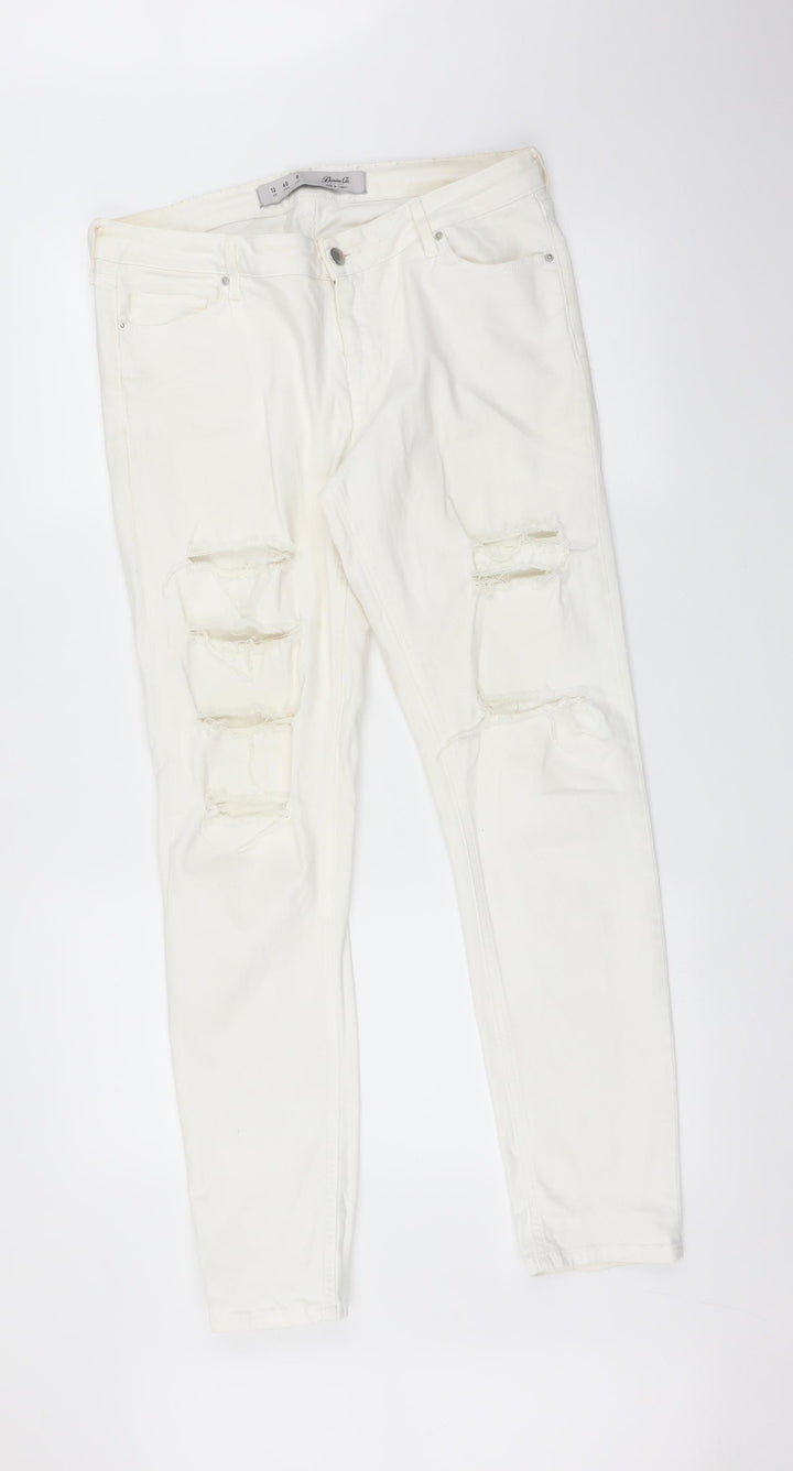 DENIM CO Womens White Straight Jeans Size 12 L29 in