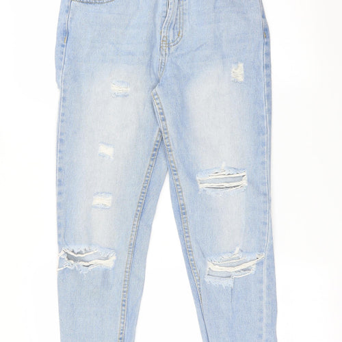 PRETTYLITTLETHING Womens Blue   Straight Jeans Size 8 L25 in