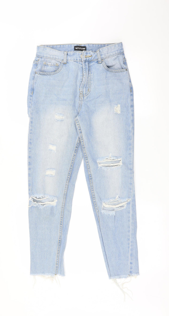 PRETTYLITTLETHING Womens Blue Straight Jeans Size 8 L25 in