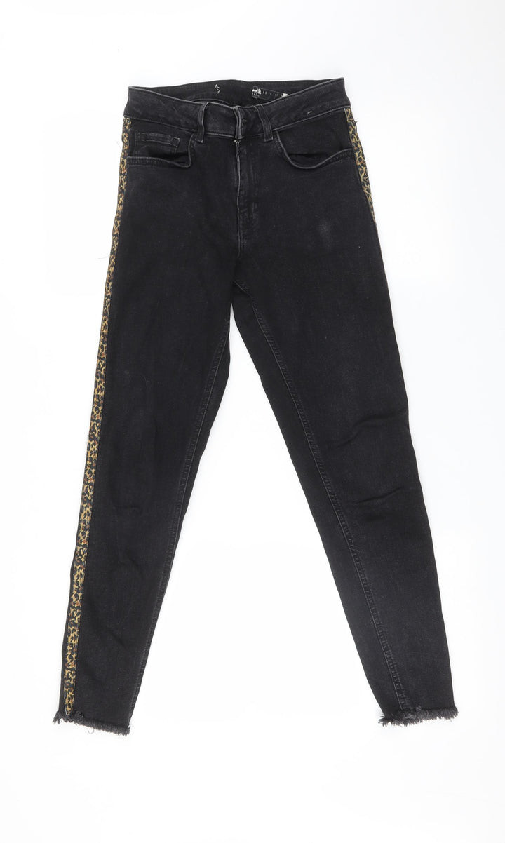 DENIM CO Womens Black Animal Print Skinny Jeans Size 10 L27 in