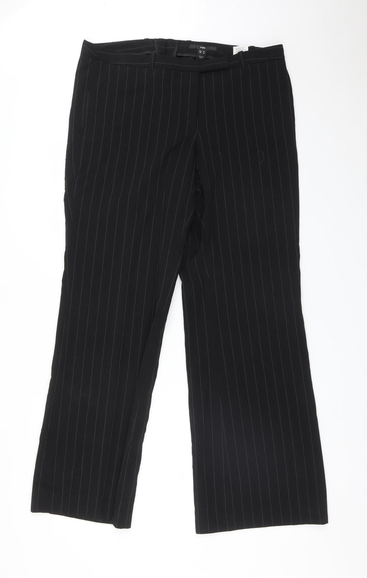H&M Womens Black Striped  Dress Pants Trousers Size 16 L32 in