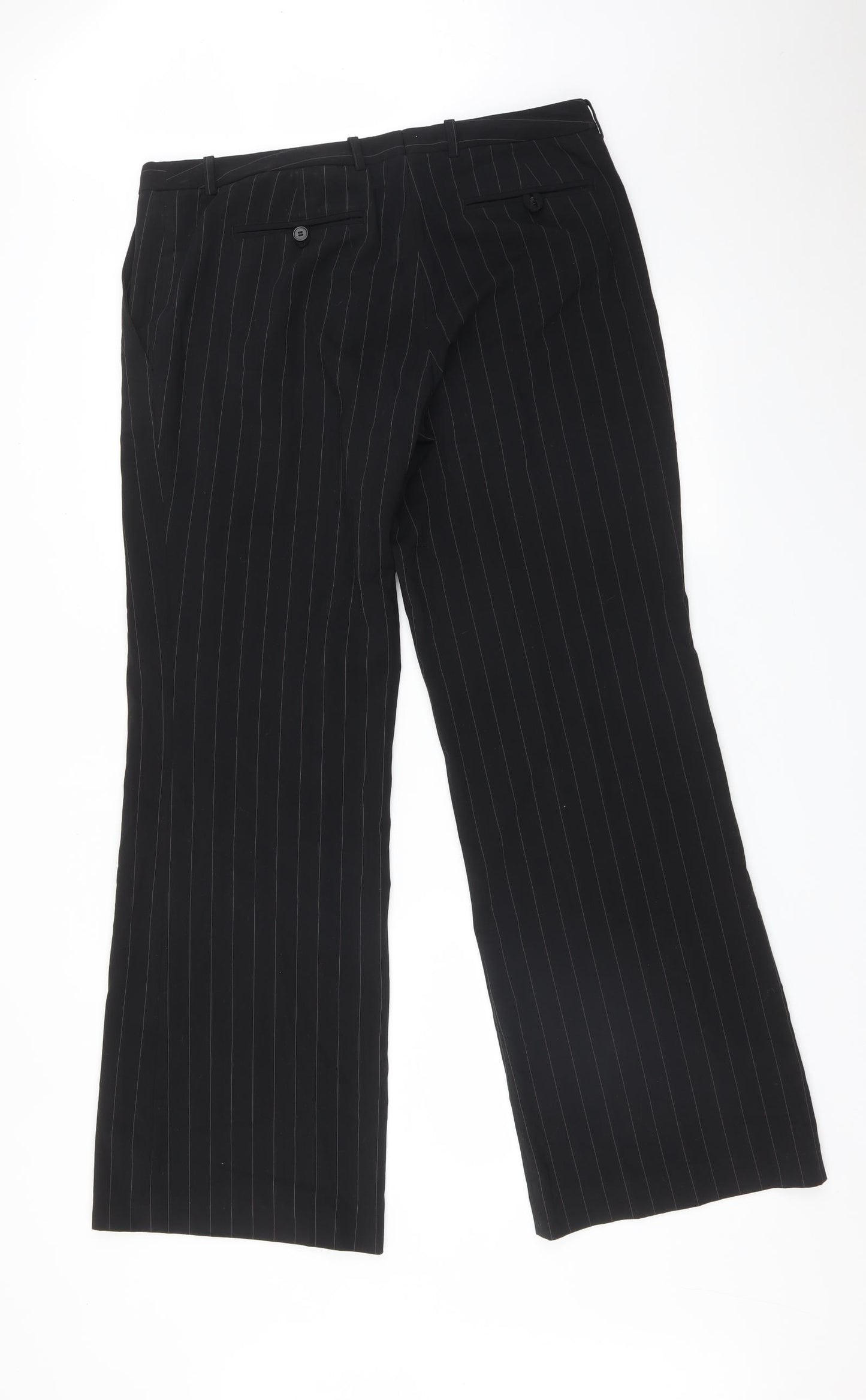 H&M Womens Black Striped  Dress Pants Trousers Size 16 L32 in
