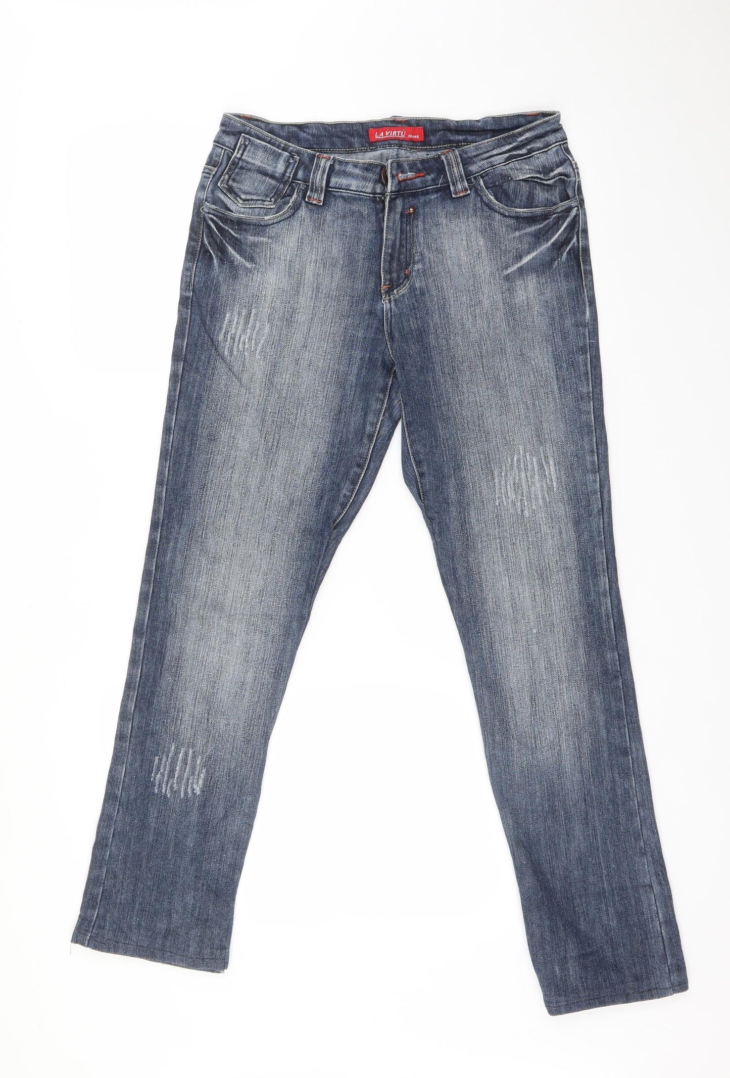 LA VIRTU Womens Blue   Straight Jeans Size 14 L27 in