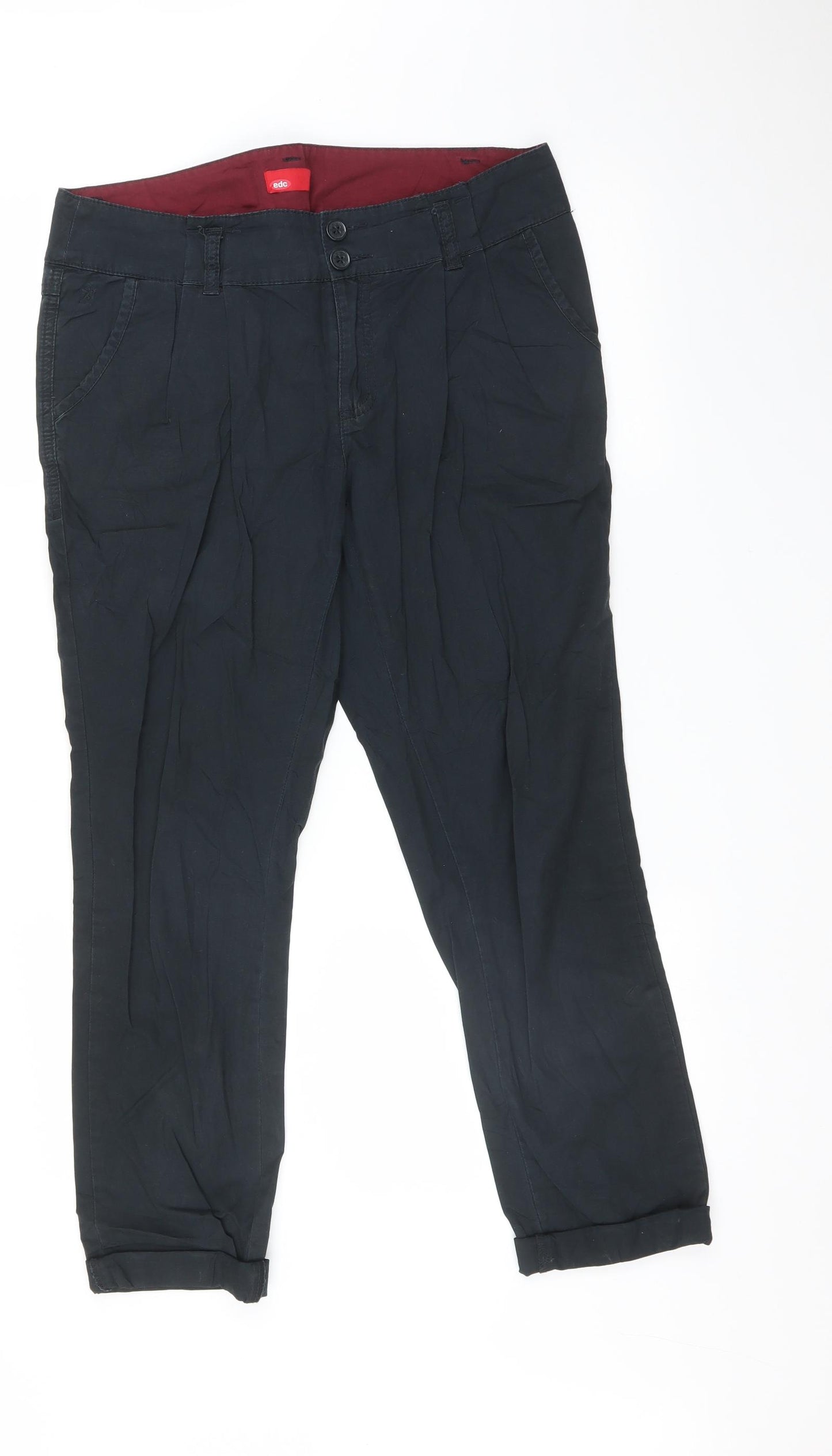 EDC Womens Black   Chino Trousers Size 10 L25 in