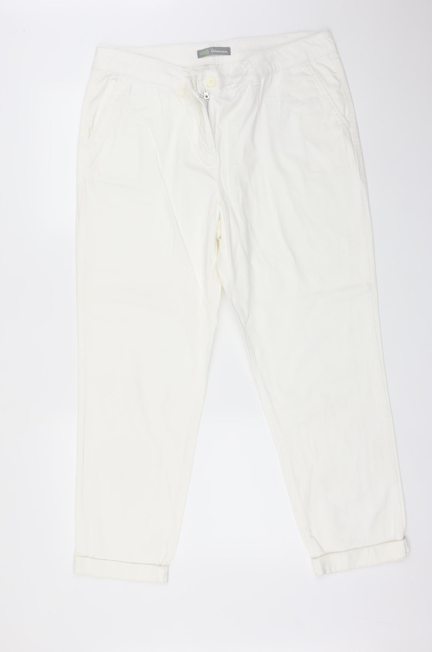 M&S Womens White   Straight Jeans Size 34 L26 in