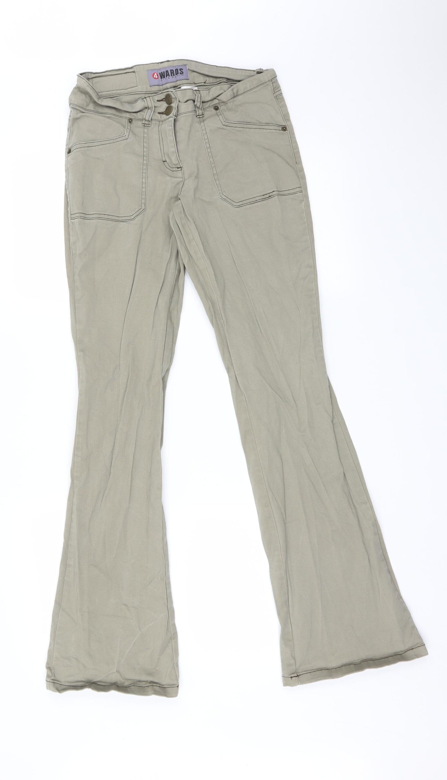 4Wards Womens Green   Flared Jeans Size 10 L31 in