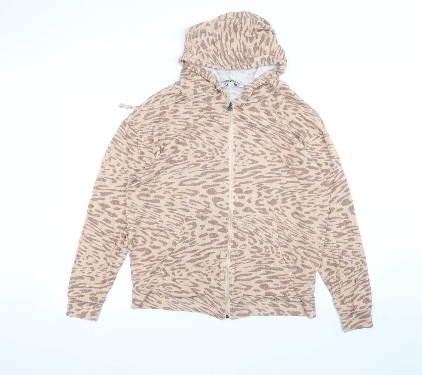 Capsule Womens Brown Animal Print  Full Zip Hoodie Size 14