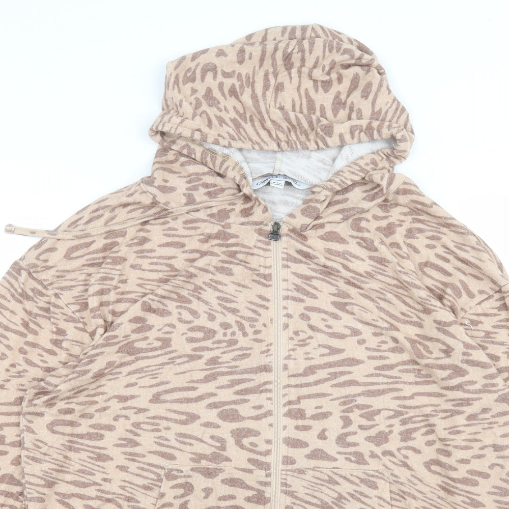 Capsule Womens Brown Animal Print  Full Zip Hoodie Size 14