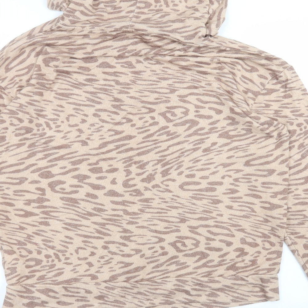 Capsule Womens Brown Animal Print  Full Zip Hoodie Size 14