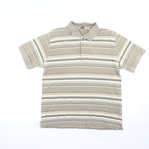 EWM Mens Green Striped   Polo Size S
