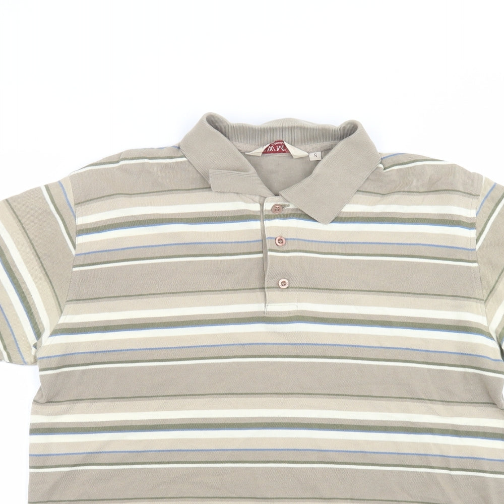 EWM Mens Green Striped   Polo Size S