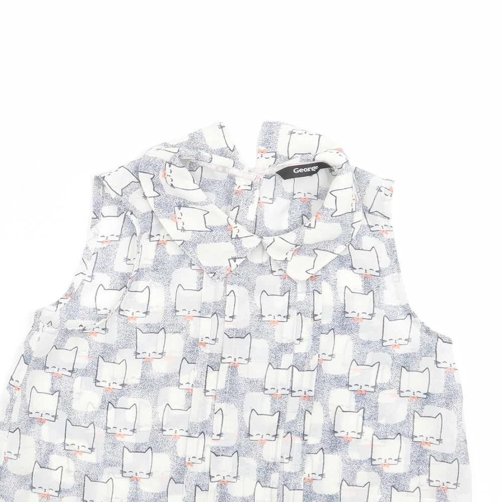 George Girls Blue   Basic T-Shirt Size 6-7 Years