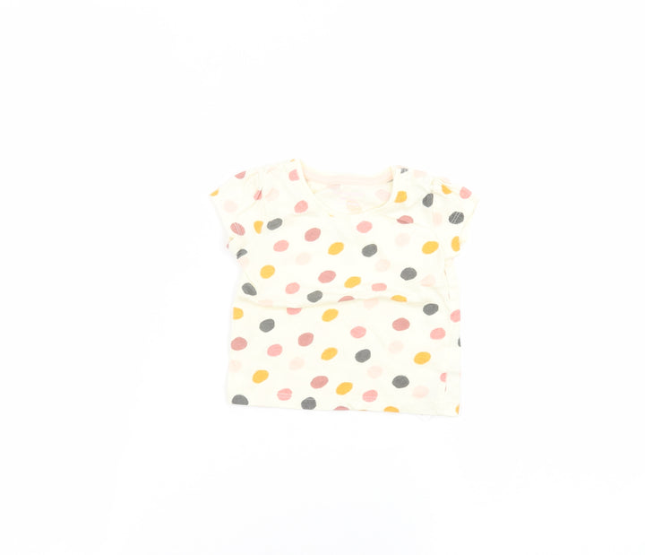Primark Baby Beige Polka Dot  Basic T-Shirt Size 6-9 Months
