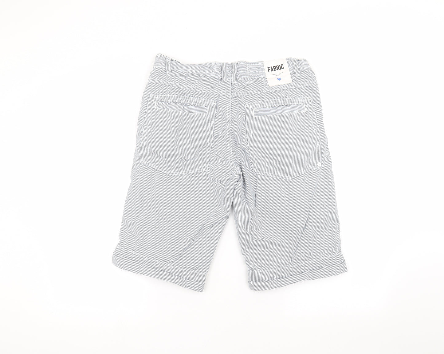 Fabric Mens White Striped  Bermuda Shorts Size 32 in