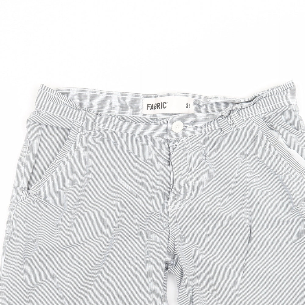 Fabric Mens White Striped  Bermuda Shorts Size 32 in
