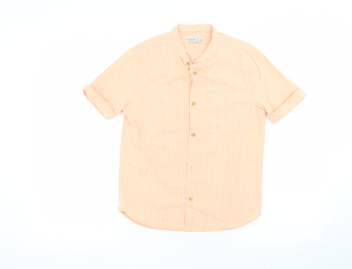 Zara Girls Pink Striped Basic Button-Up Size 9 Years