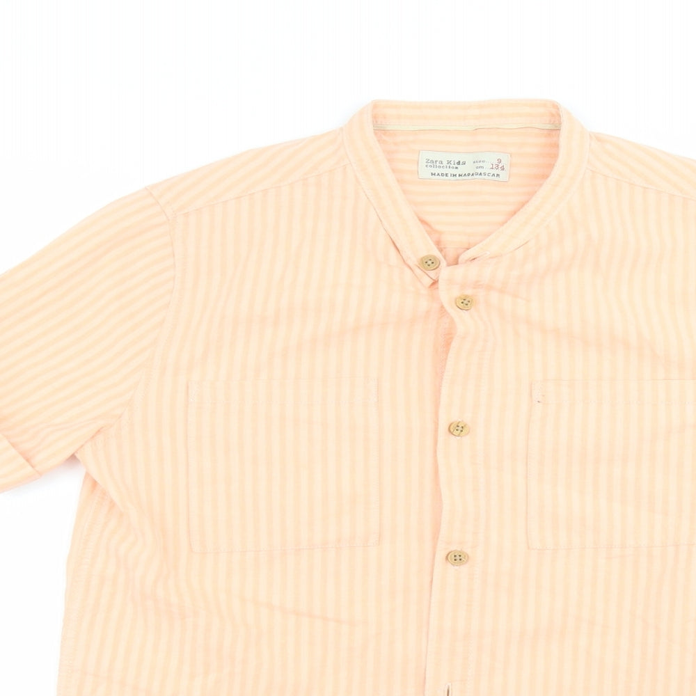 Zara Girls Pink Striped  Basic Button-Up Size 9 Years