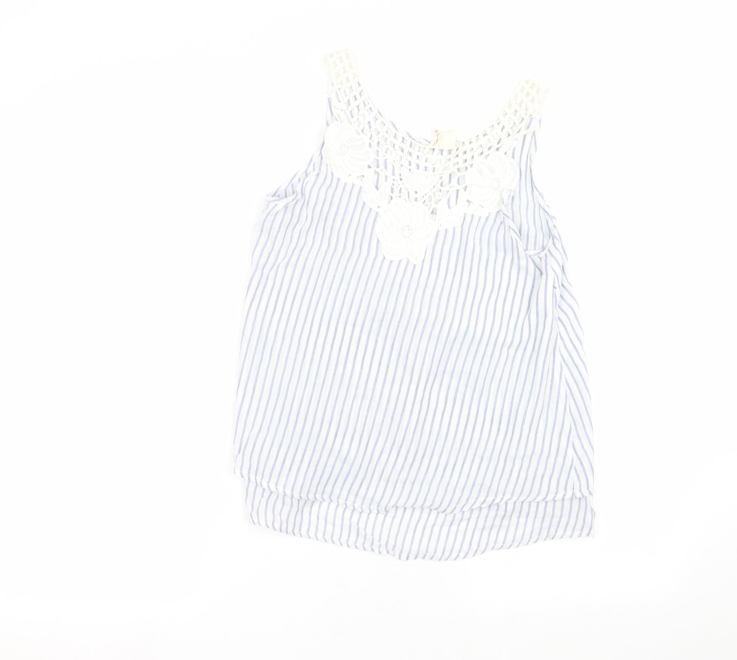 Japna Womens White Striped  Basic T-Shirt Size S