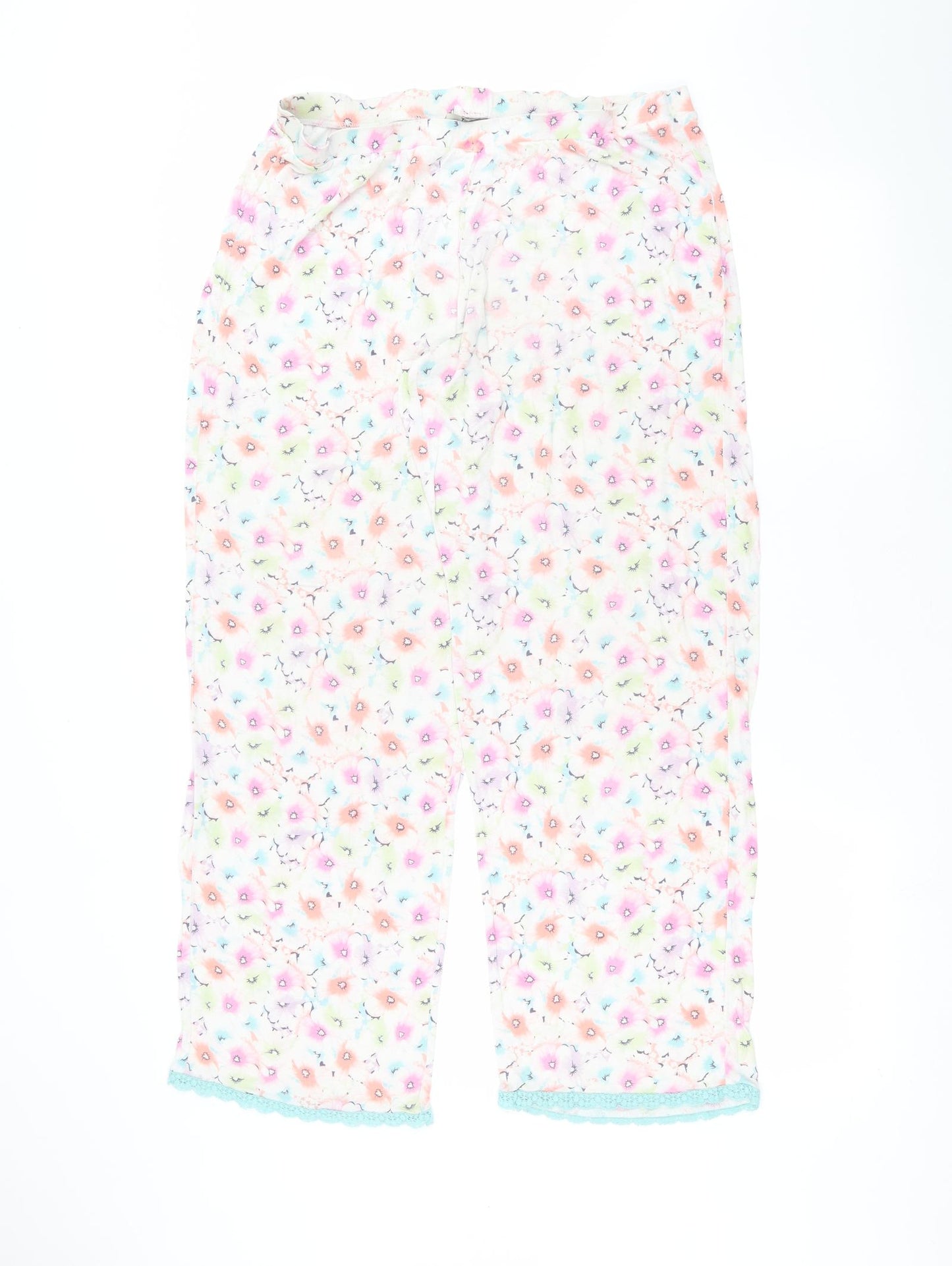 TU Womens White Floral  Trousers  Size 14 L25 in