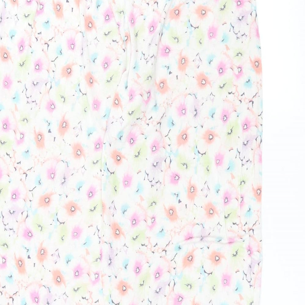 TU Womens White Floral  Trousers  Size 14 L25 in