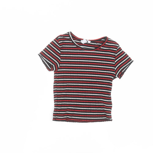 Primark Boys Black Striped  Basic T-Shirt Size 8-9 Years