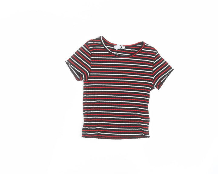 Primark Boys Black Striped  Basic T-Shirt Size 8-9 Years