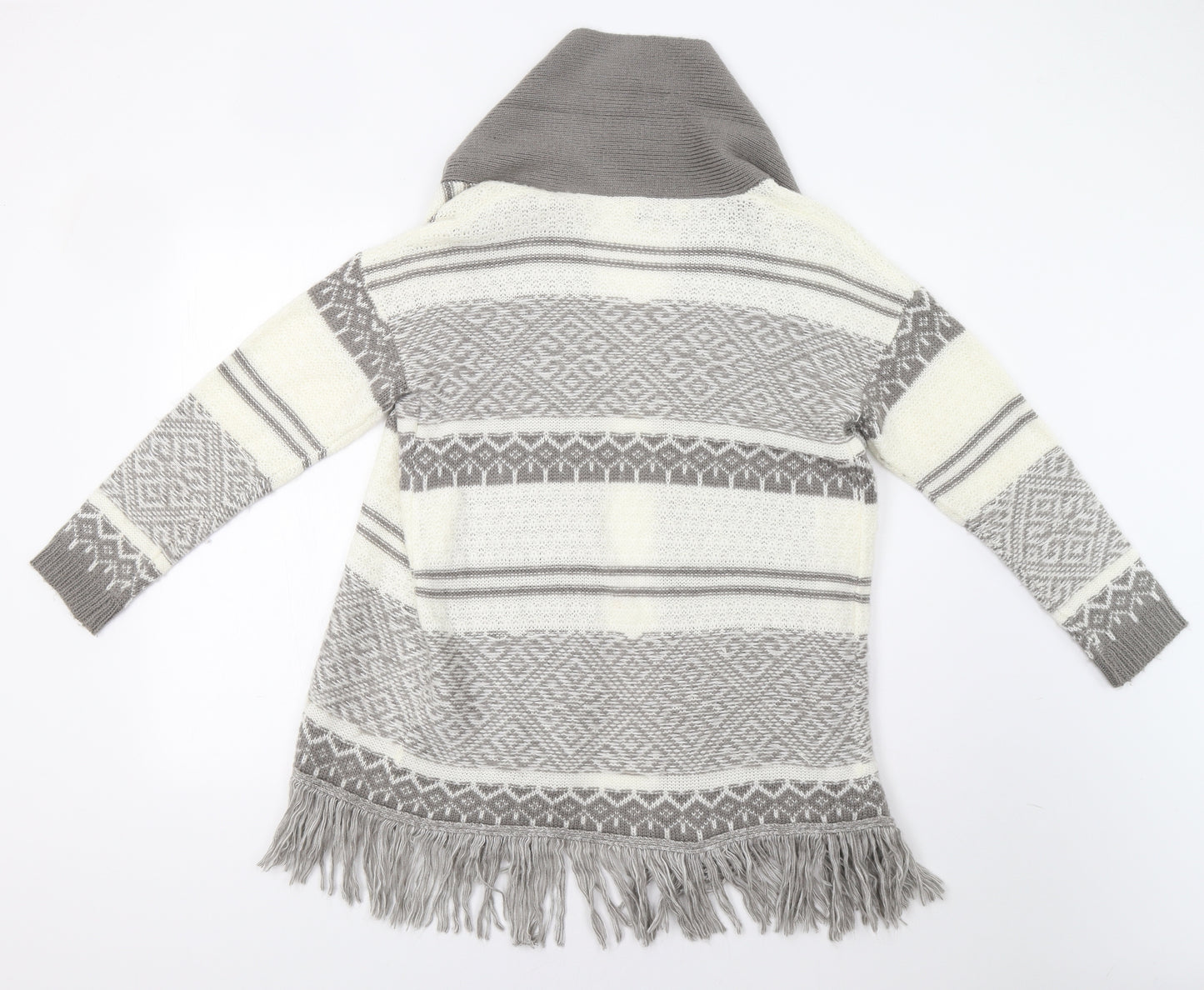 M&Co Womens Grey Fair Isle  Cardigan Jumper Size 12