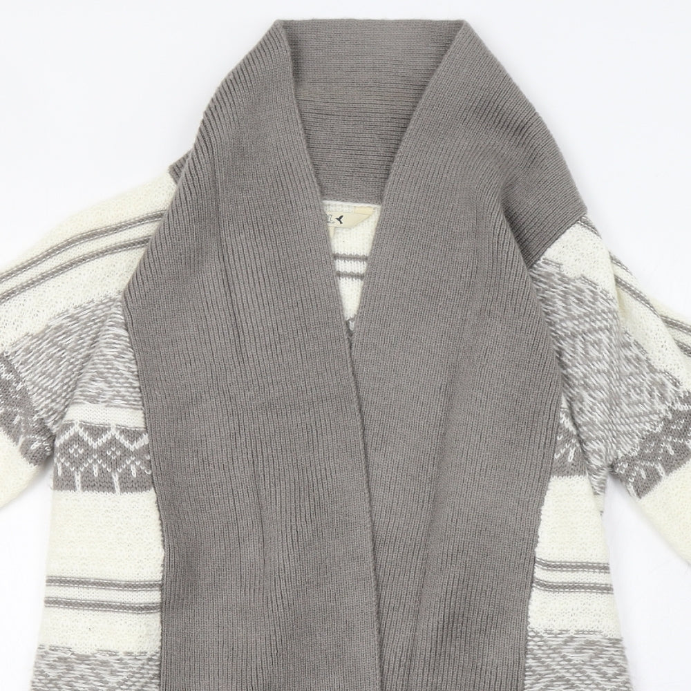 M&Co Womens Grey Fair Isle  Cardigan Jumper Size 12