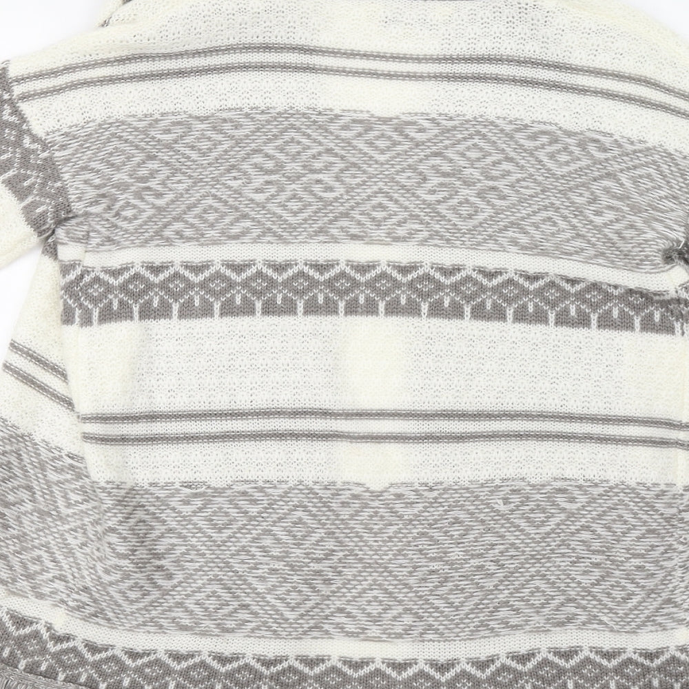 M&Co Womens Grey Fair Isle  Cardigan Jumper Size 12