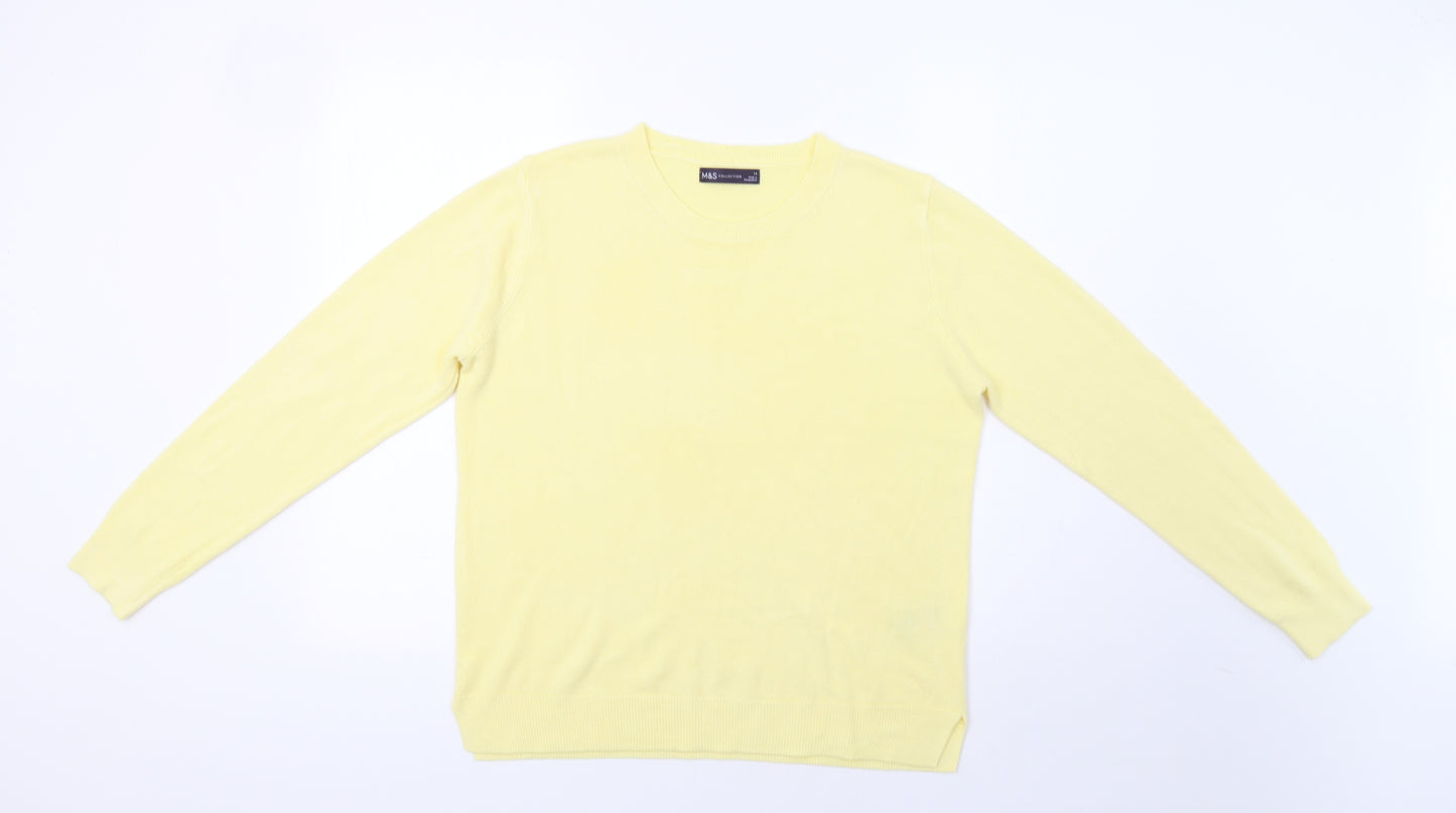 M&S Womens Yellow   Pullover Jumper Size 14
