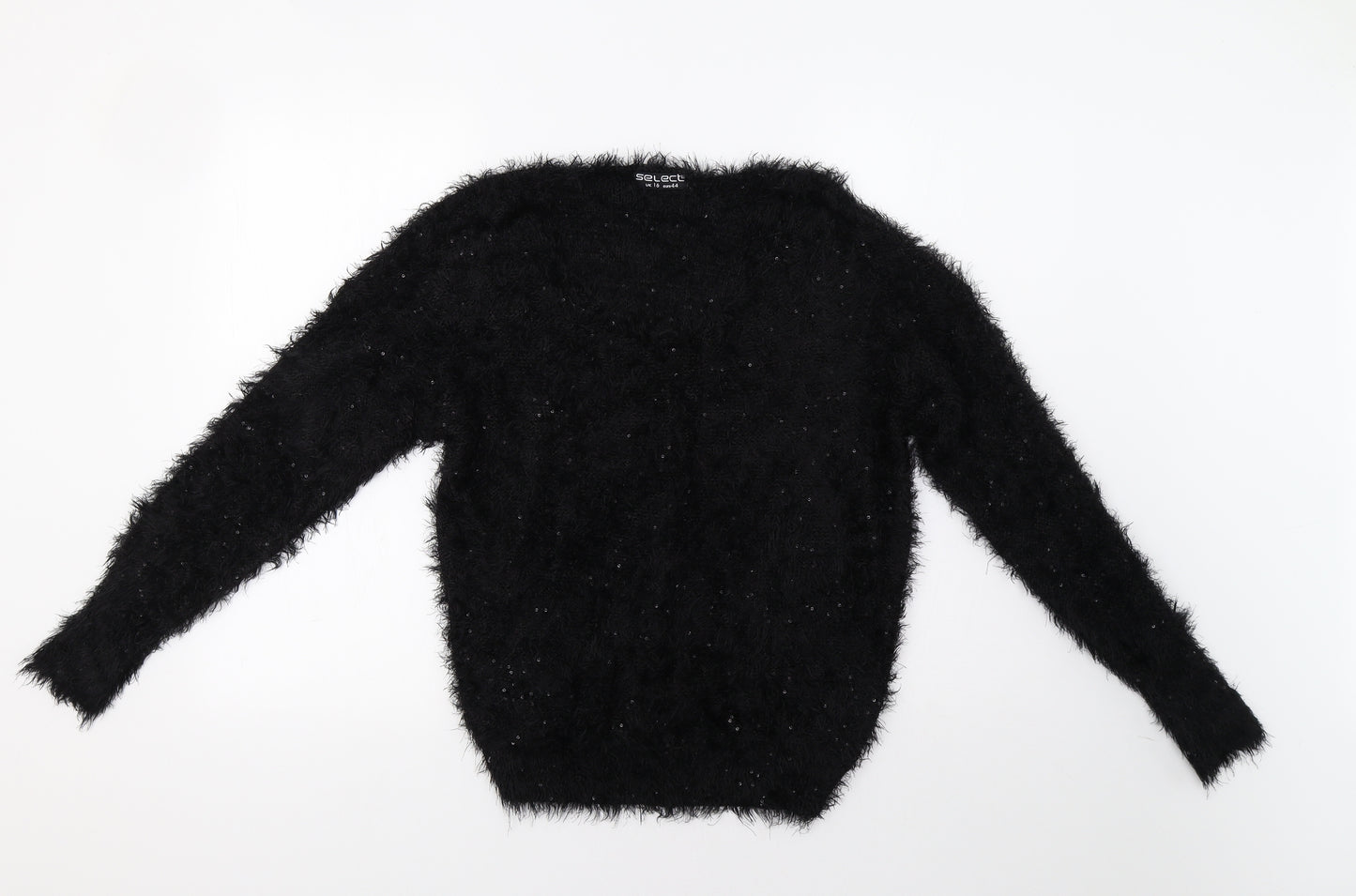 Select Womens Black   Pullover Jumper Size 16  - Sequinned