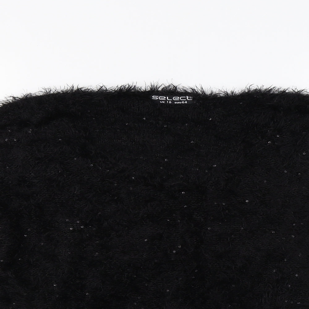 Select Womens Black   Pullover Jumper Size 16  - Sequinned