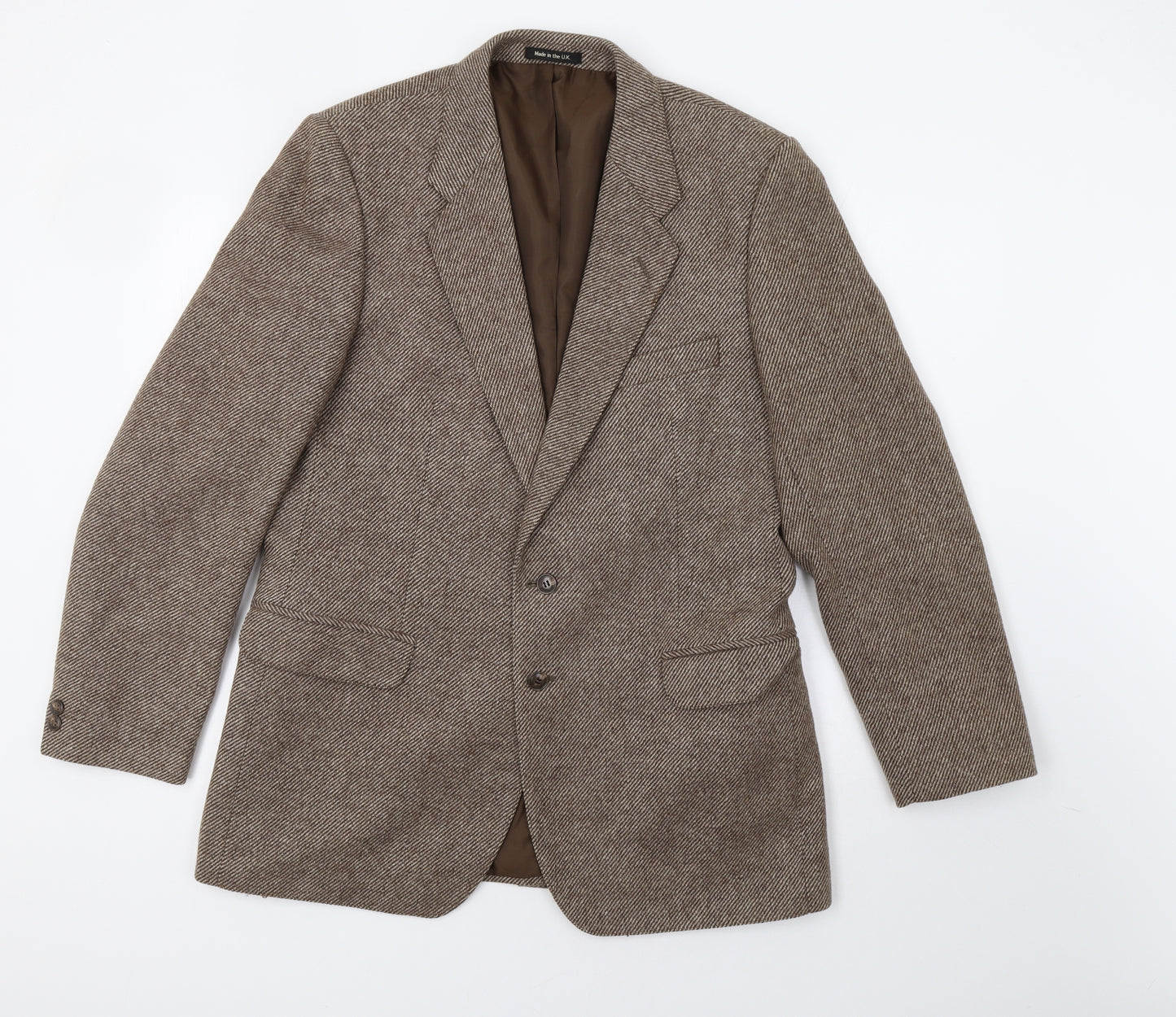 Preworn Mens Beige Herringbone  Jacket Blazer Size L