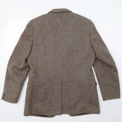 Preworn Mens Beige Herringbone  Jacket Blazer Size L
