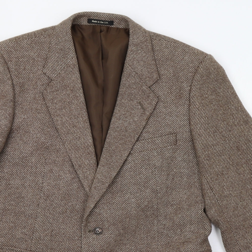 Preworn Mens Beige Herringbone  Jacket Blazer Size L