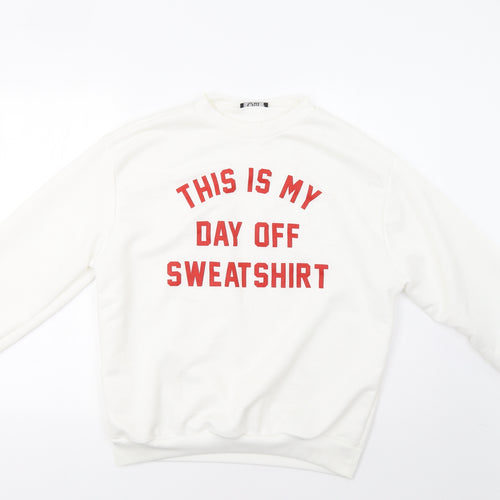 Oui Womens White   Pullover Sweatshirt Size L  - Day Off