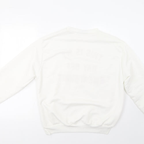 Oui Womens White   Pullover Sweatshirt Size L  - Day Off